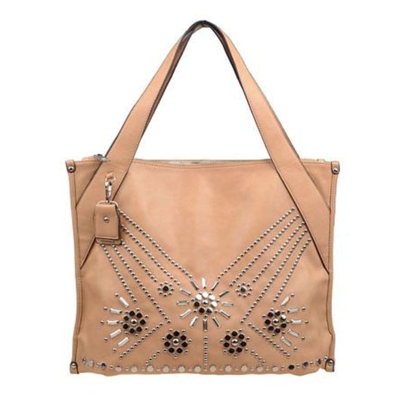 IN's Handbags - Women's Studded detail Hobo / Shoulder Bag, Brown